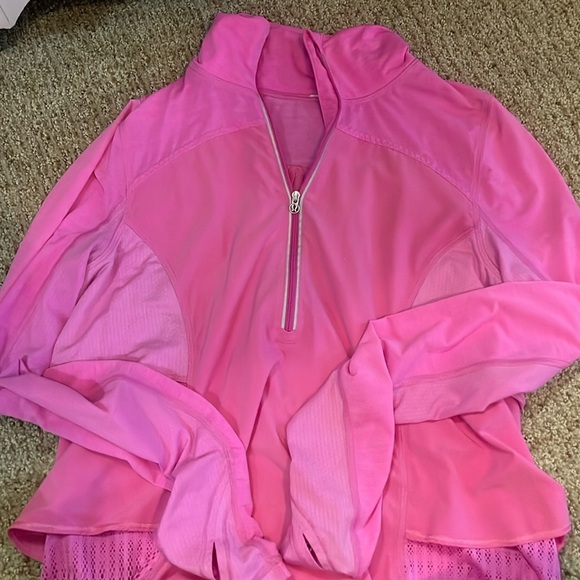 lululemon athletica Tops - Lululemon zip up hot pink super unique no size dot will best fit 4-6